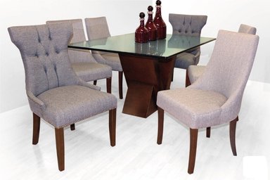 JUEGO COMEDOR DMUEBLES 6 SILLAS GRIS VANESSA