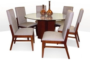 JUEGO COMEDOR DMUEBLES 6 SILLAS GRIS CLARO MOISES
