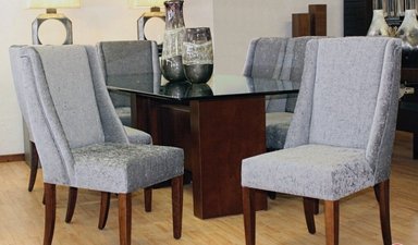 JUEGO COMEDOR DMUEBLES 8 SILLAS GRIS FERRARA III