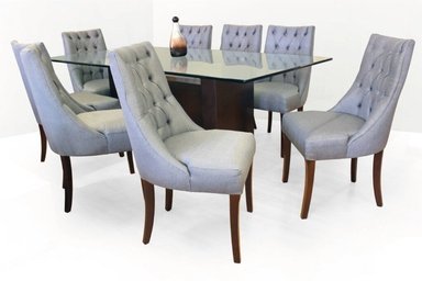 JUEGO COMEDOR DMUEBLES 8 SILLAS NOGAL PRINCESA SOFIA