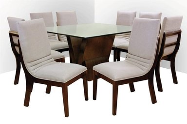 JUEGO COMEDOR DMUEBLES 8 SILLAS NOGAL HAWAII