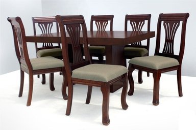 JUEGO COMEDOR DMUEBLES 6 SILLAS BEIGE MADRID CALADO