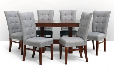 JUEGO COMEDOR DMUEBLES 6 SILLAS GRIS MANN