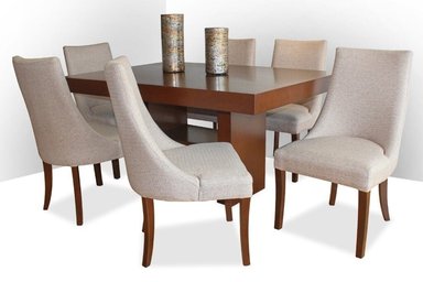 JUEGO COMEDOR DMUEBLES 6 SILLAS NOGAL BLADE