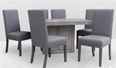 JUEGO COMEDOR DMUEBLES 6 SILLAS GRIS CHOI