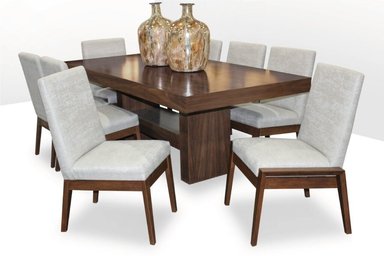 JUEGO COMEDOR DMUEBLES 8 SILLAS NOGAL DUBAI