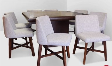 JUEGO COMEDOR DMUEBLES 8 SILLAS NOGAL ROMA