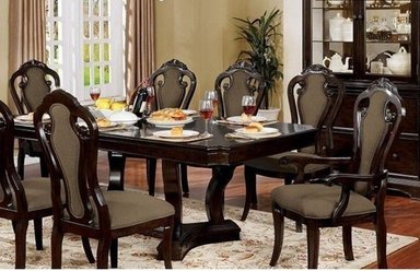 JUEGO COMEDOR DMUEBLES 8 SILLAS NOGAL REINA CAROLINA