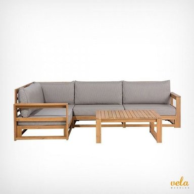 SECCIONAL MOBILIARI GRIS DM TERRAZA TROY