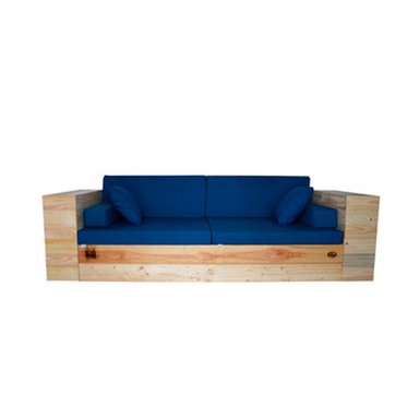 SOFÁ DMUEBLES 2 CUERPOS AZUL MADERA MACIZA LIA
