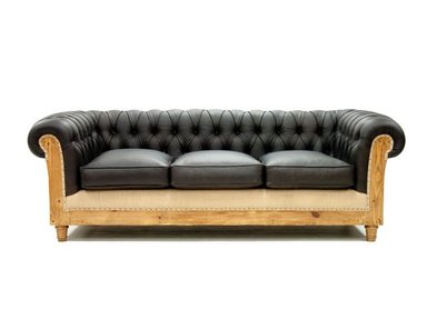SOFÁ DMUEBLES 3 CUERPOS NEGRO CHESTERFIELD