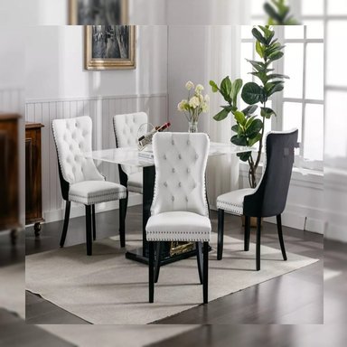 COMEDOR DMUEBLES 4 SILLAS BLANCO ITALY NEGRO