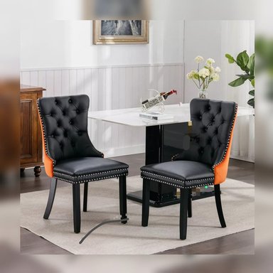 COMEDOR DMUEBLES 2 SILLAS NEGRO ITALY AL DUCO NARANJA