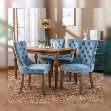 COMEDOR DMUEBLES 4 SILLAS CELESTE CLARO ITALY