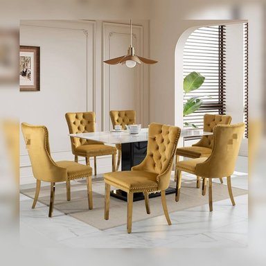 COMEDOR DMUEBLES 6 SILLAS MOSTAZA ITALY AL DUCO BLANCO CON NEGRO