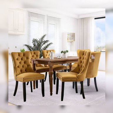 DM COMEDOR 6 SILLAS ITALY NATURAL - MOSTAZA