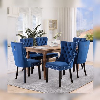 COMEDOR DMUEBLES 6 SILLAS AZUL ITALY NATURAL