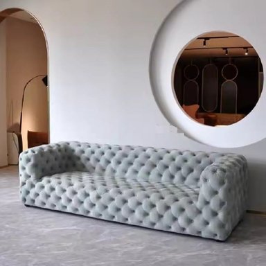 SOFÁ DMUEBLES GRIS CLARO CHESTERFIELD DELUXE