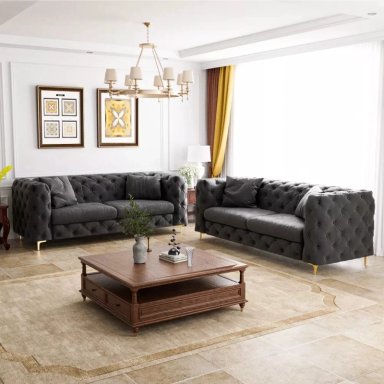 DM SALA 2-2 CHESTERFIELD DELUXE/NEGRO