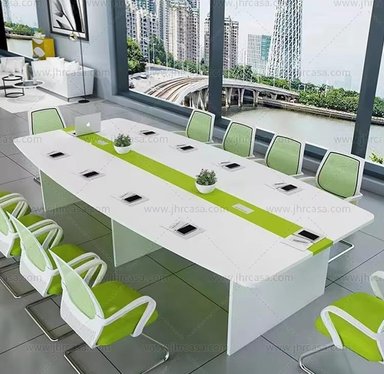 ESCRITORIO DMUEBLES 300 CM VERDE LIMON BLANCO MESA TRABAJO CONFERENCIA ZAPMAN