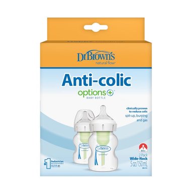 SET BIBERONES DR. BROWN'S OPTIONS+ BOCA ANCHA DE POLIPROPILENO 5OZ X2