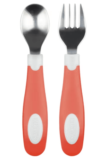 SET DR. BROWN'S DE CUCHARA Y TENEDOR CORAL