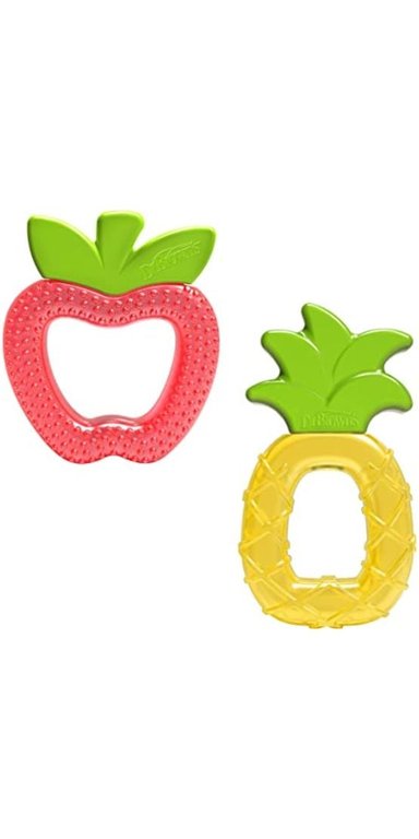 SET DR. BROWN'S X2 MORDEDORES MANZANA Y PIÑA DE SILICONA MULTICOLOR