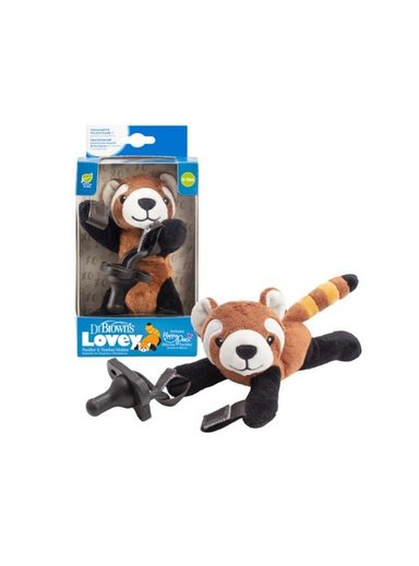 SUJETADOR CHUPONES DR. BROWN'S PANDA ROJO LOVEY MARRÓN