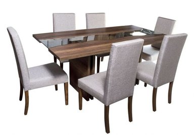 JUEGO COMEDOR MOBILIARI 6 SILLAS NOGAL MP LADY - 1