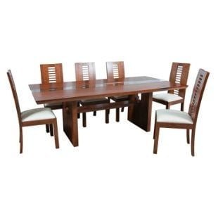 JUEGO COMEDOR MOBILIARI 8 SILLAS NOGAL MP RARES - 1