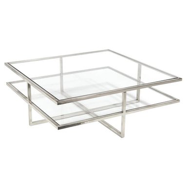 MESA DE CENTRO CASA CONCEPTO PERU ESCUAT - CUADRADA CON DOBLE NIVEL DE TABLERO DE VIDRIO ENCAJADO