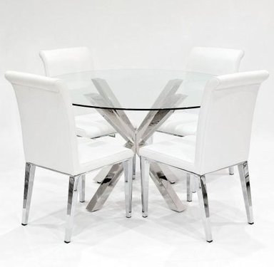 MESA COMEDOR CASA CONCEPTO PERU ASTERISCO 4 SILLAS ACERO CIRCULAR