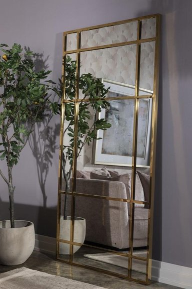 ESPEJO NOBBA CON MARCO DE ACERO - PINTADO AL HORNO COLOR DORADO