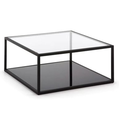 MESA DE CENTRO CASA CONCEPTO PERU RIVAS METAL CON DOBLE NIVEL Y VIDRIO LAMINADO Y VIDRIO TRASLUCIDO NEGRO