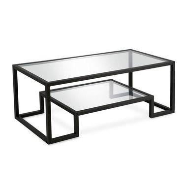 MESA DE CENTRO CASA CONCEPTO PERU TOM METAL CON DOBLE NIVEL RECTANGULAR NEGRO
