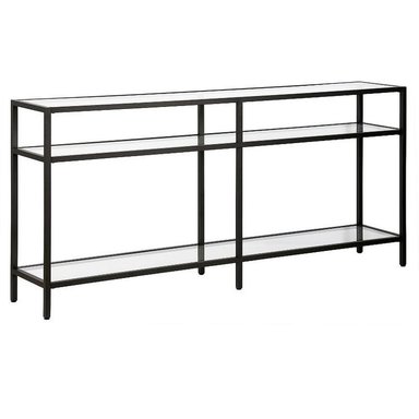 CONSOLA CASA CONCEPTO PERU YUKI - METAL NEGRO CON TRIPLE NIVEL Y TABLERO DE VIDRIO RECTANGULAR - 2