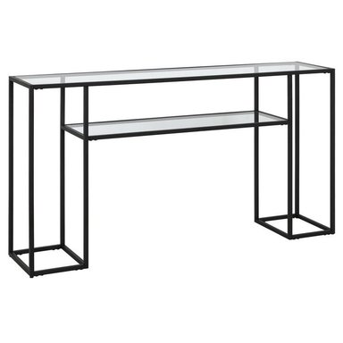 CONSOLA CASA CONCEPTO PERU AUSTIN - METAL NEGRO CON DOBLE NIVEL Y VIDRIO RECTANGULAR - 2