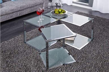 JUEGO DE 4 MESAS DE CENTRO CASA CONCEPTO PERU MULTIMES DE ACERO INOXIDABLE