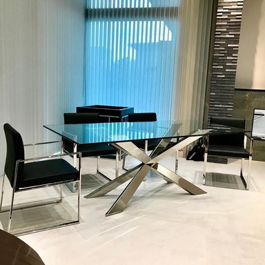 MESA DE COMEDOR CASA CONCEPTO PERU ASTERISCO ACERO INOXIDABLE 160X100CM - 3