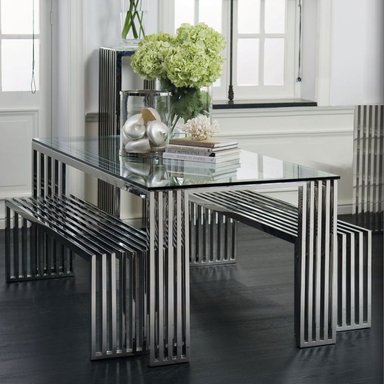 MESA DE COMEDOR CASA CONCEPTO PERU FERRI ACERO INOXIDABLE 160X100CM