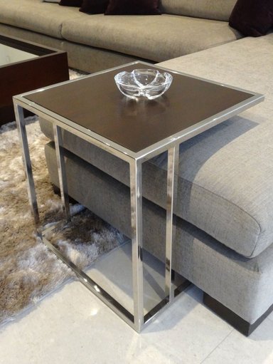 MESA LATERAL CASA CONCEPTO PERU ROCKWELL ACERO INOXIDABLE 40X40CM DE DISEÑO EXCLUSIVO CON TABLERO