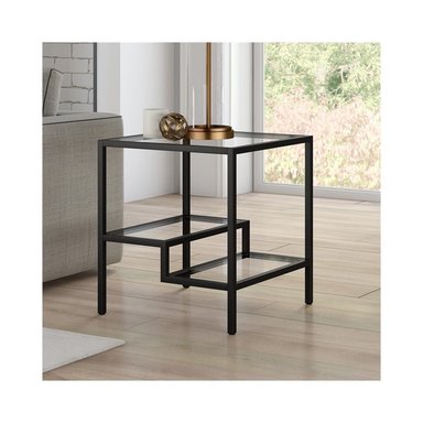 MESA LATERAL CASA CONCEPTO PERU CLEHAR NEGRO MATE 50X50CM METAL PINTADO EN NEGRO CON VIDRIO