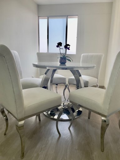 MESA COMEDOR CASA CONCEPTO PERU COLINS ACERO INOXIDABLE 110X110CM