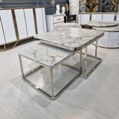 MESA DE CENTRO CASA CONCEPTO PERU BARUK NIDO CUADRADO CON MARMOL - 2