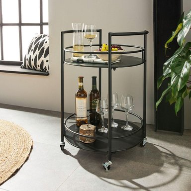 MUEBLE BAR CASA CONCEPTO PERU NONA CARRO 45 X 75 CM METAL NEGRO MATE - 1