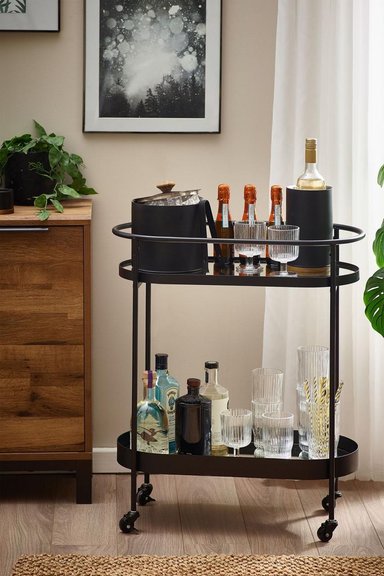 MUEBLE BAR CASA CONCEPTO PERU RICHARD CARRO 75 X 40 X 85 CM METAL NEGRO MATE - 1