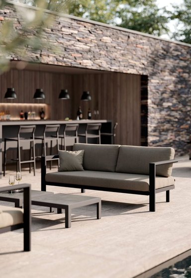 SOFÁ TERRAZA CASA CONCEPTO PERU LARRY ACERO INOXIDABLE NEGRO 1 PIEZA