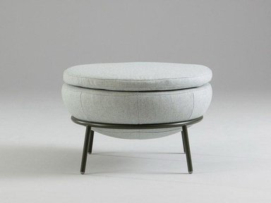 PUFF CASA CONCEPTO PERU HATITA TAPIZ TIPO TEJIDO METAL PINTADO AL HORNO GRIS