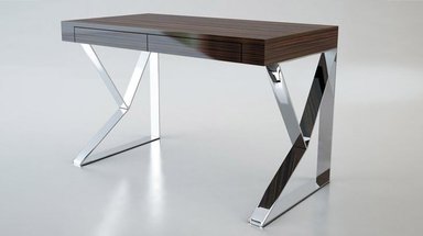 ARAM ESCRITORIO DE CASA CONCEPTO - ACERO INOXIDABLE CON TABLERO ENCHAPADO