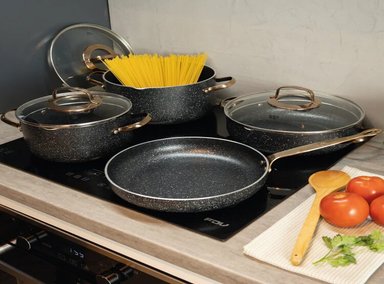 OLLA KORKMAZ A1372 NEGRO MATE BATERIA GALAKSI 7PZAS ROSE GOLD